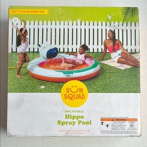 New Sun Squad Inflatable Hippo Spray Pool - Green and White